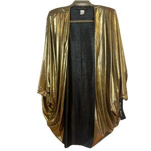 Vintage 90s Gold Shimmer Long Open Jacket Women’s Sz 18 NWT Dead Stock Disco